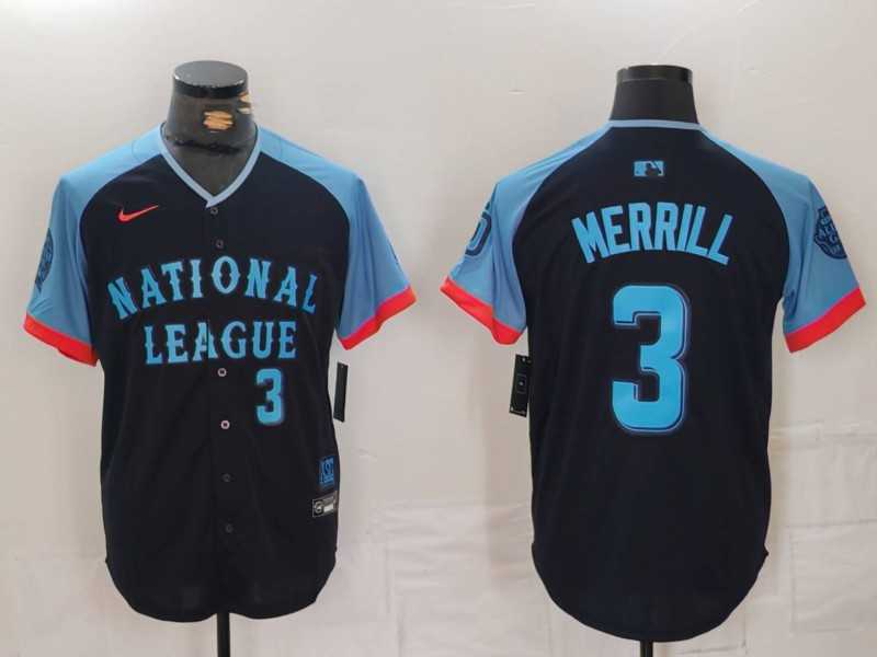 Men%27s San Diego Padres #3 Jackson Merrill Number Navy 2024 All Star Limited Stitched Jersey->2024 mlb all-star->MLB Jersey